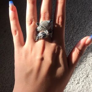 Silver and black stretchy ring!!